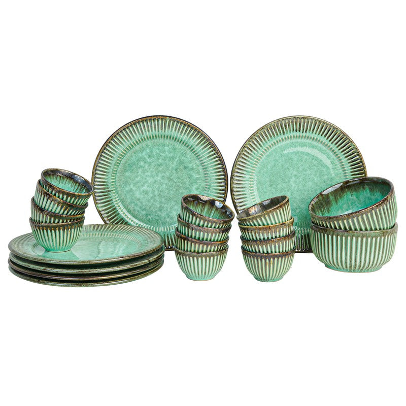 Rustic Green Ceramic Dinner Set - 20 Piece Set media 3