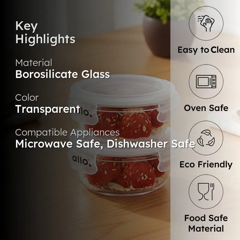 Nibso Leak Proof Glass Lunch Box (400 mL Each) - Set Of Two media 2