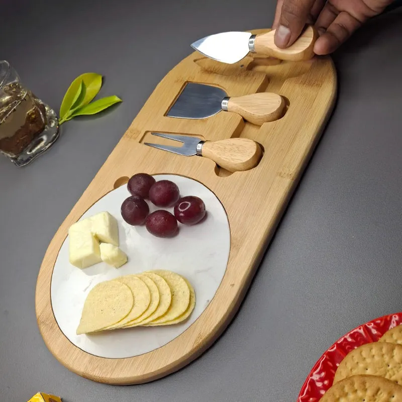 Grove & Grain (Wood,Marble,Stainless Steel) Cheese Platter - Five Piece Set media 5