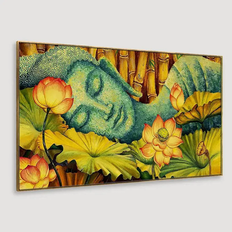 Calming Buddha In Bamboo Forest Canvas Wall Painting media 5