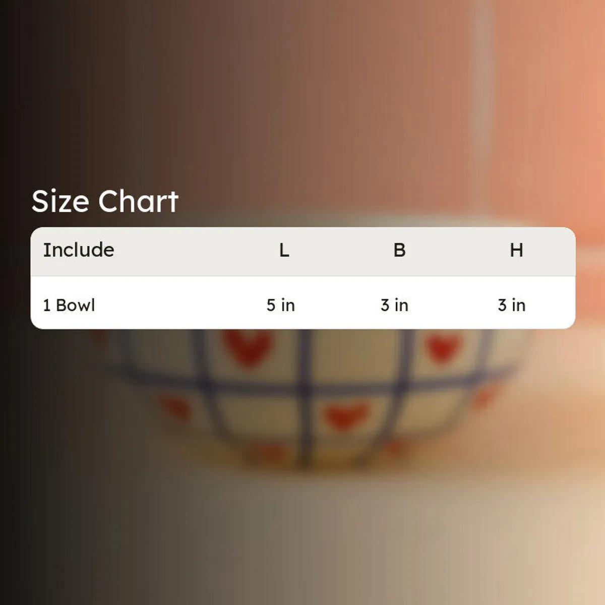 Heart grid bowl size chart showing one bowl