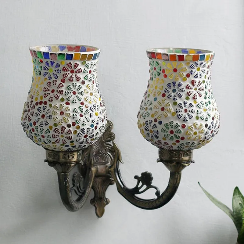 Zava Twinner Duo Mosaic Glass & Metal Wall Lamp media 3