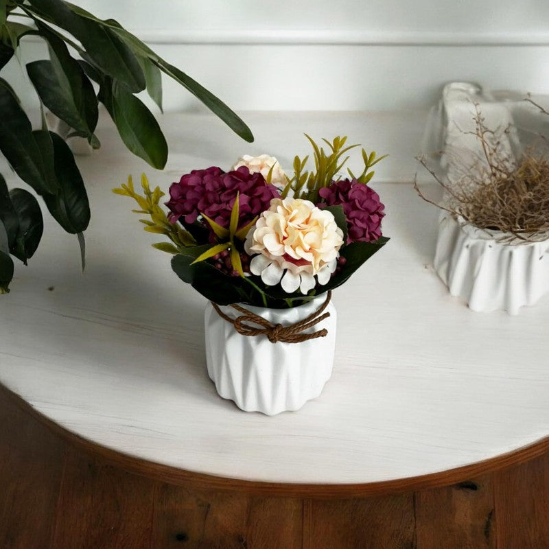 Faux Geranium Artificial Flower With Ceramic Pot media 3