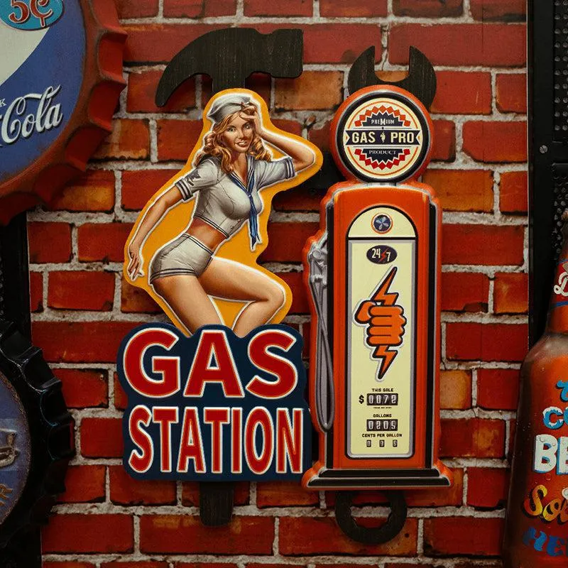 Retro Gas Station Metal Wall Accent media 1