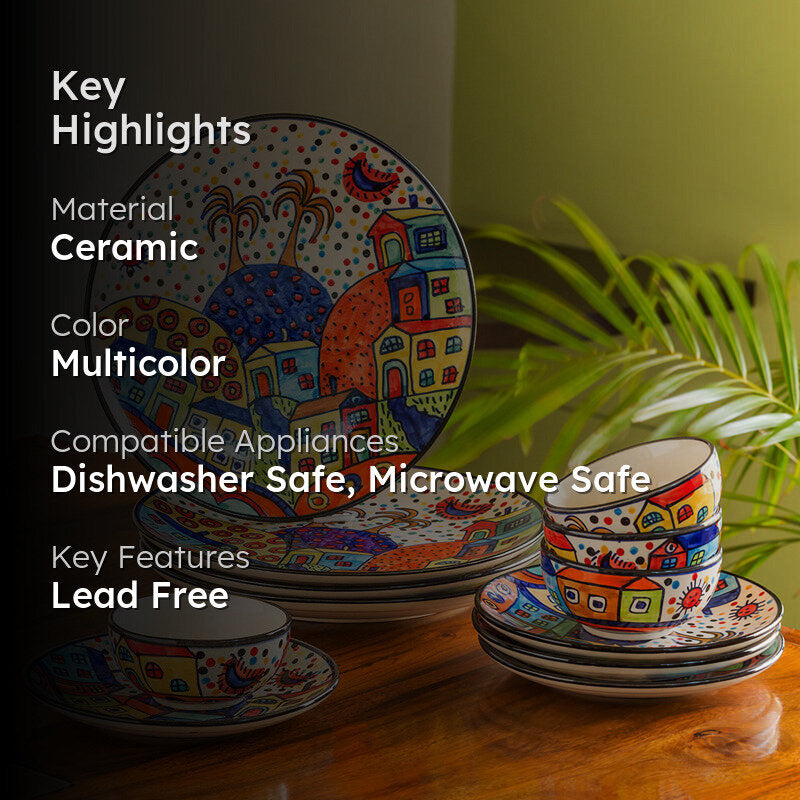 Coastal Cottage Handpainted Ceramic Dinner Set  - 16 Piece Set image 2