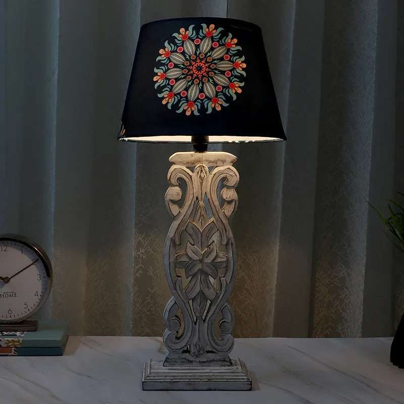 Toile Sigil Printed Mango Wood Table Lamp - Multicolor media 1