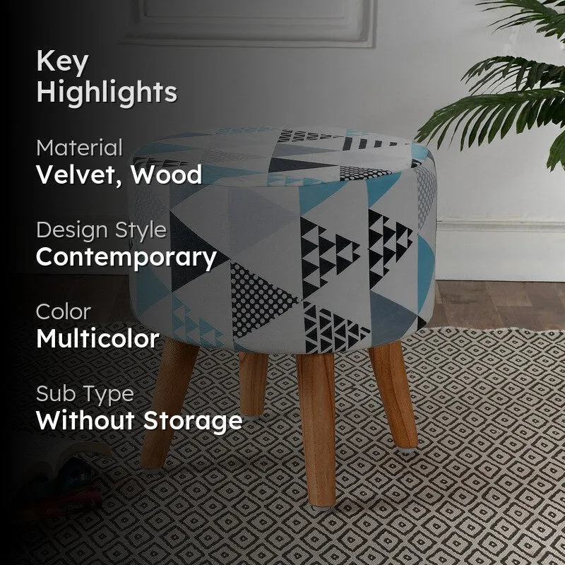 Prism Geometric Velvet Ottoman - Multicolor media 2