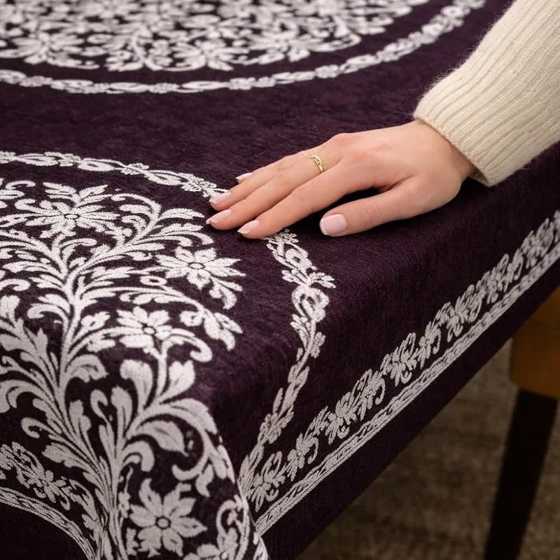Petal Bliss Cotton Chenille Table Cover - Purple - 4