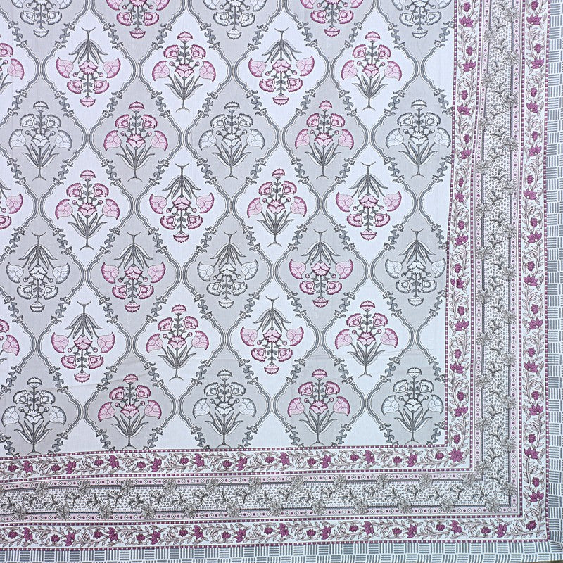 ParamparaBloom Handblock Printed Cotton Bedsheet (Pink) - 400 TC media 8