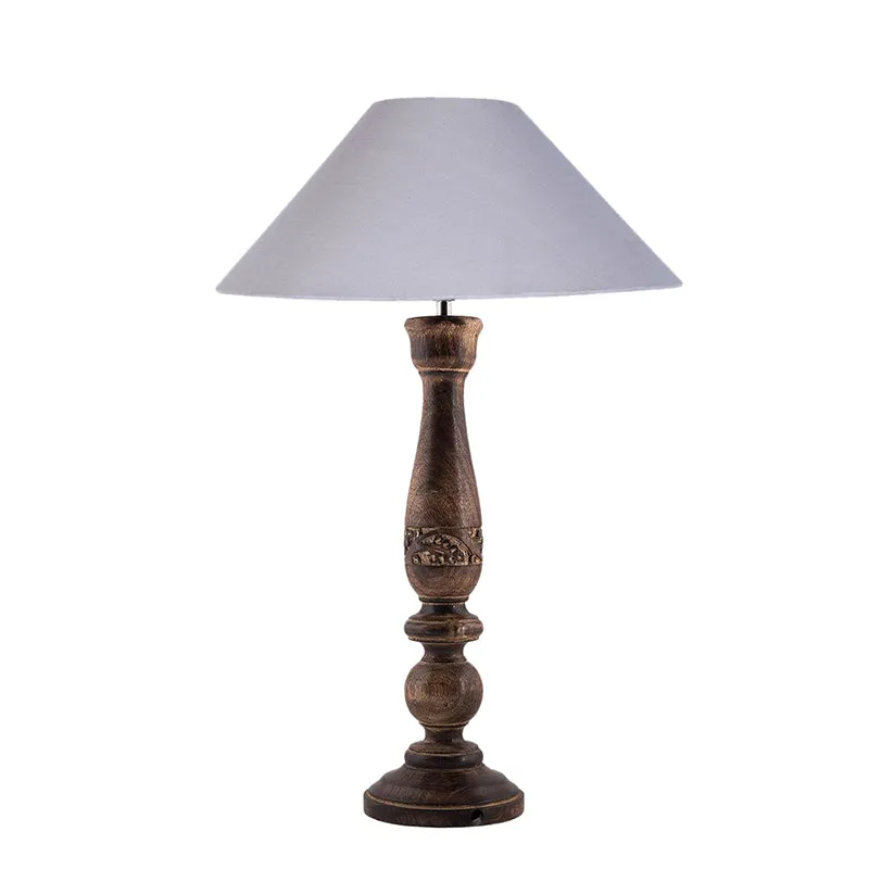 Nihara Wooden Fabric Table Lamp - Grey,Brown media 3