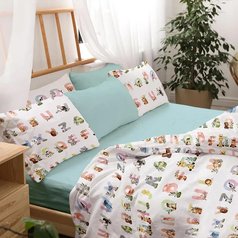 Letter Lullaby Kids Printed Cotton Bedsheet - 300 TC media 3
