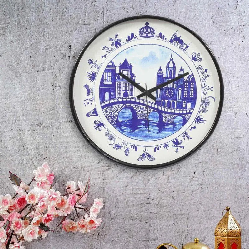 Blue City Wall Clock media 1