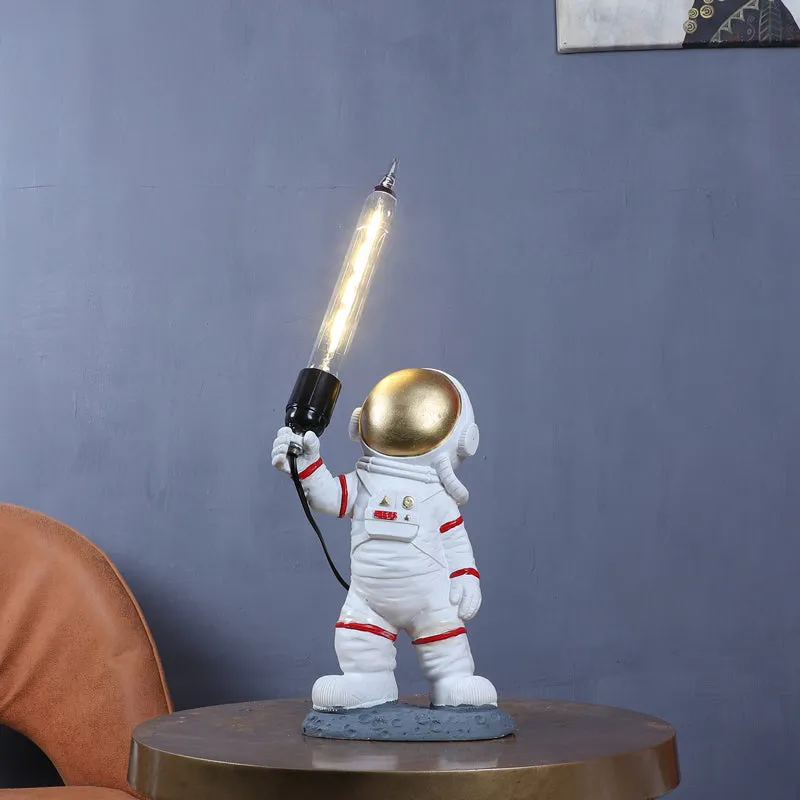 Space Saber Ceramic Table Lamp - White,Gold media 2