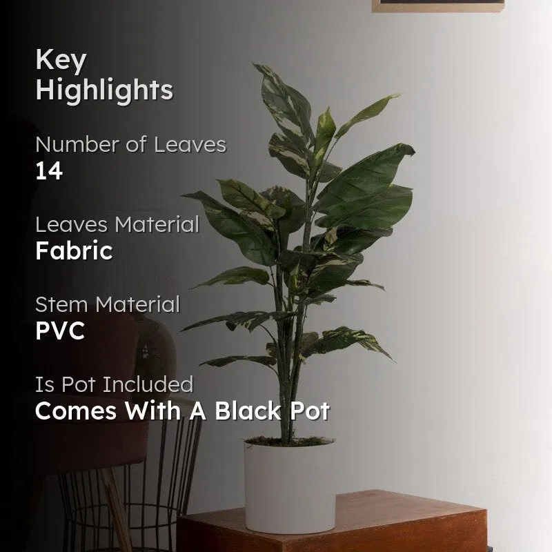 NatureTouch Artificial Leaf Plant With Black Plastic Pot - 2.95 Feet media 2