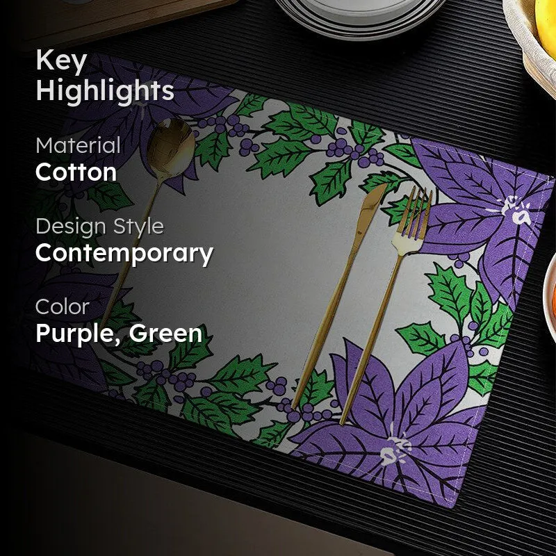 Acora Floral Placemat (Purple) - Set of Four media 2