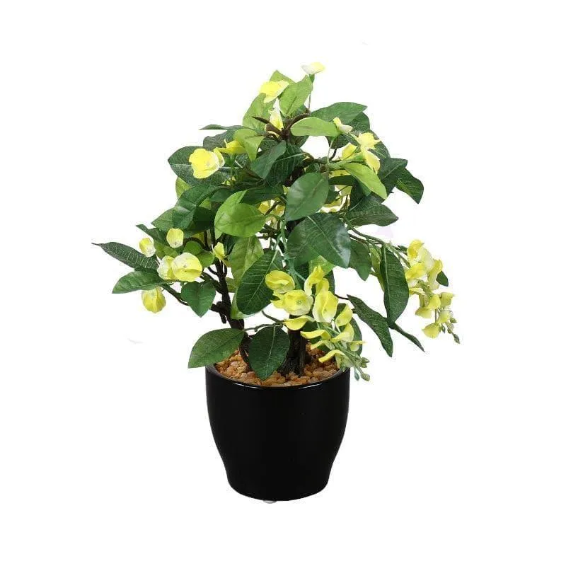 Faux Wisteria Bonsai In Ceramic Pot (25 cms) - Yellow media 3