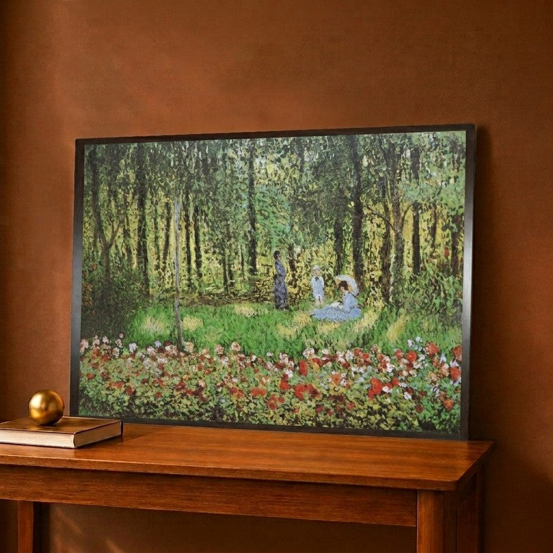 Artist's Family in the Garden at Argenteuil Canvas Wall Painting - 28 x 20 Inches
