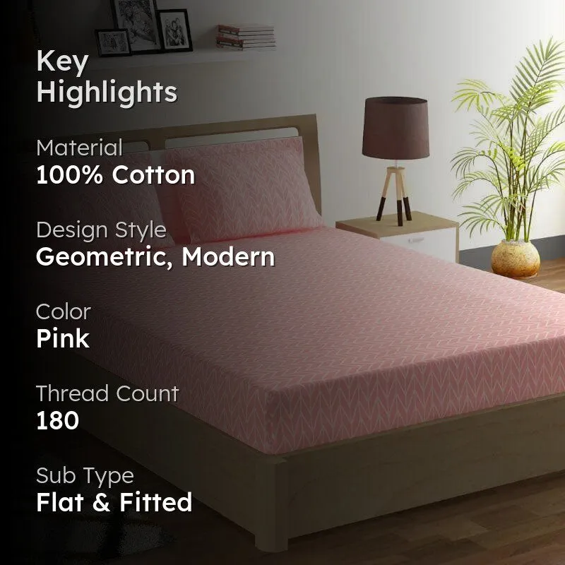 Swayam Madonna Printed Cotton Bedsheet (Pink) - 180 TC media 2