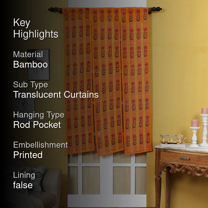 Forest Flow Three Panel Bamboo Curtain - Orange media 2