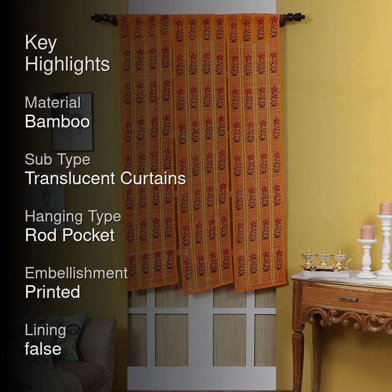 Forest Flow Three Panel Bamboo Curtain - Orange media 2