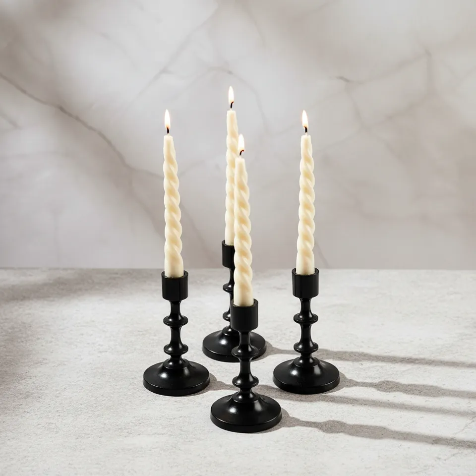 Set of 4 Twirl Taper Candles - Cinnamon Roll Scented media 1