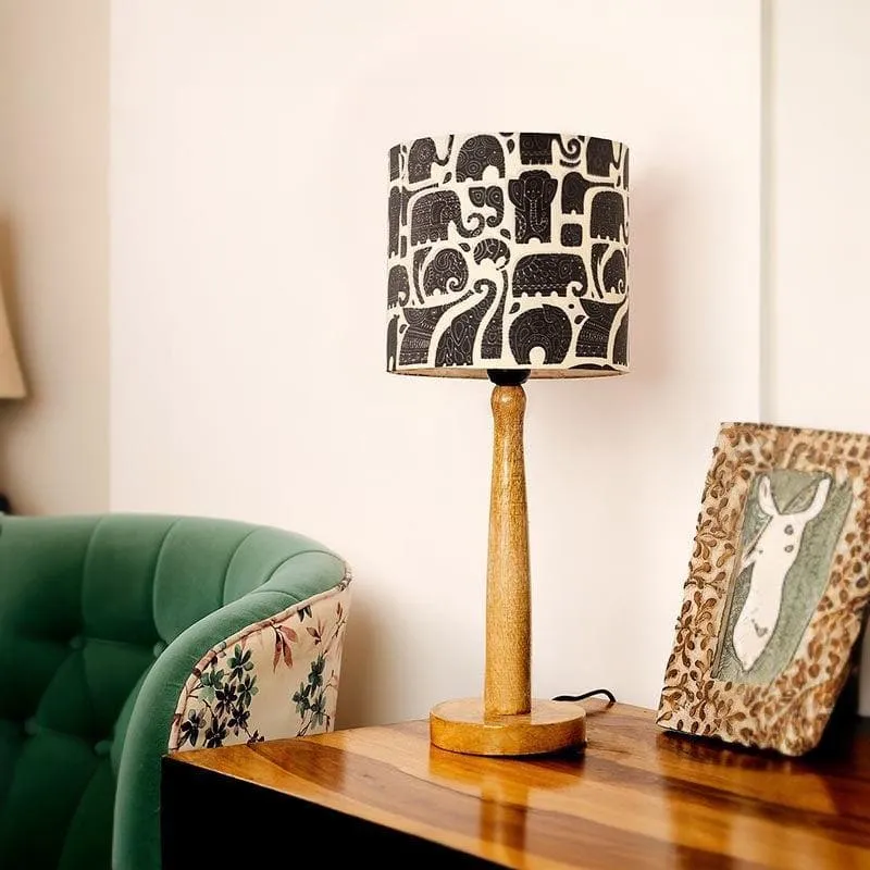 Zoo Glow Classy Wooden Stand Fabric Table Lamp - White,Black,Brown media 3