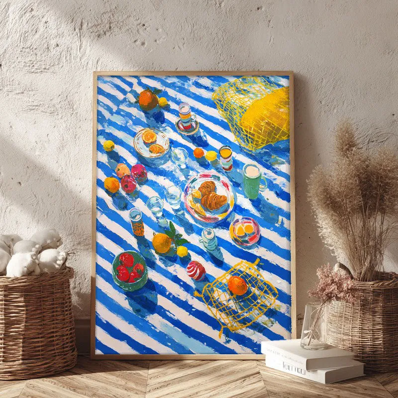Citrus Brunch Canvas Wall Painting - Brown Frame media 3