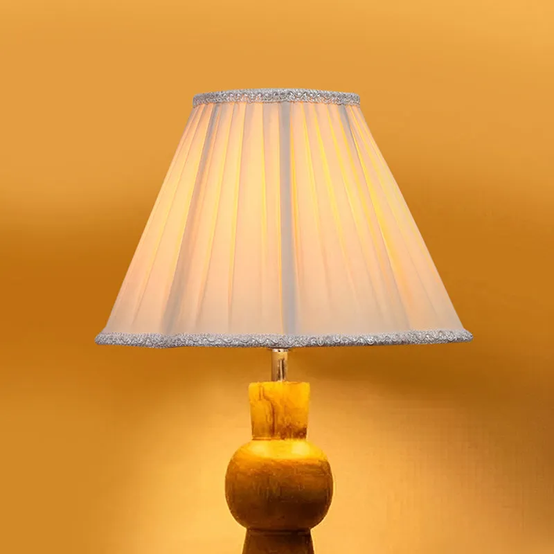 Angler Craft Pleated Wooden Table Lamp - Ivory,Brown media 4