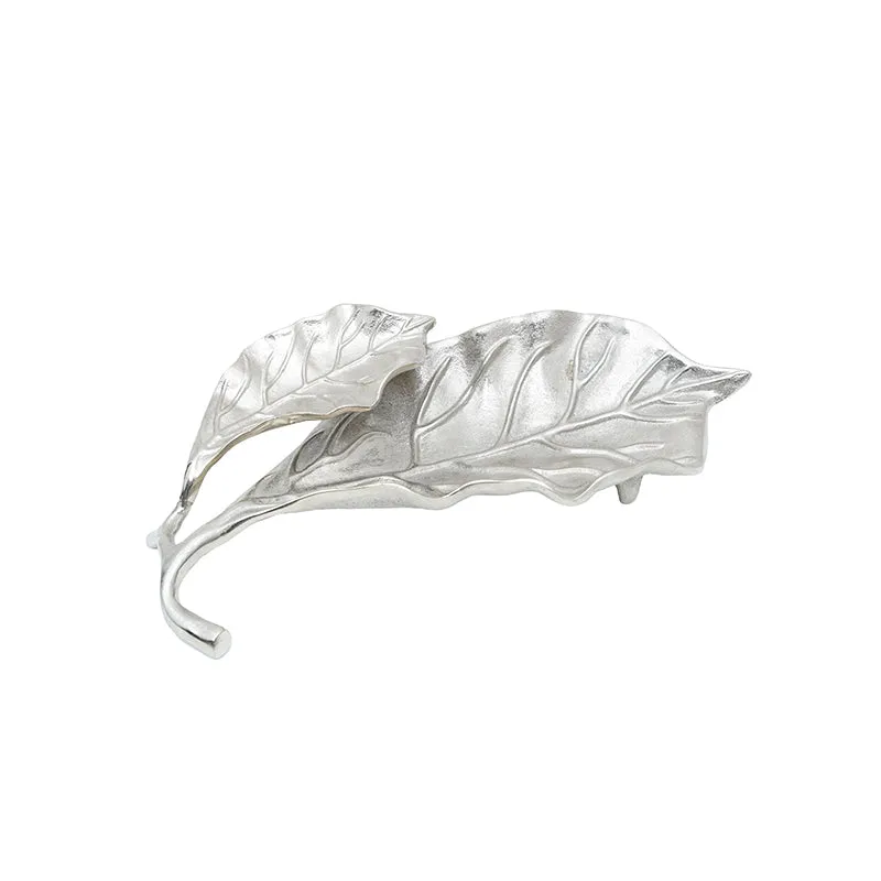 Fiddle Leaf Aluminum Metal Platter - Silver media 3