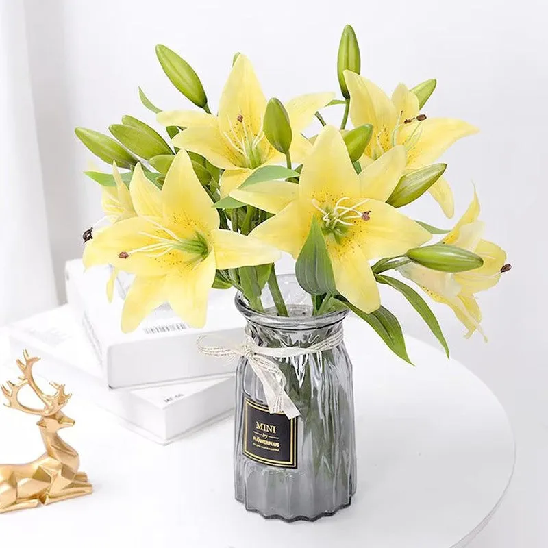 Lilium Amber Silk Floral Sticks - Yellow media 1