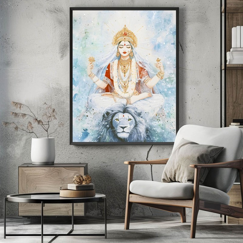 Shakthi Spiritual Archival Paper Wall Painting With Frame - Black media 3