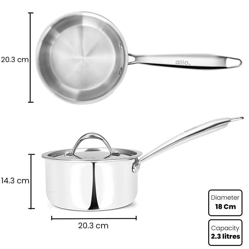 Soqo Induction Safe Saucepan With Lid - 2300 ML / 7 Inches media 5
