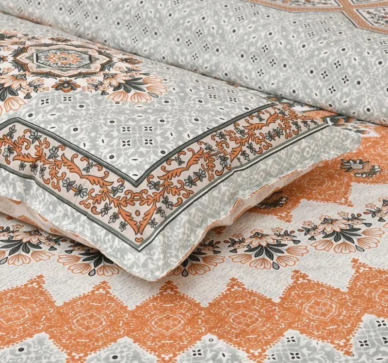 Sudrisha Ethnic Cotton Bedsheet (Orange) - 160 TC media 6
