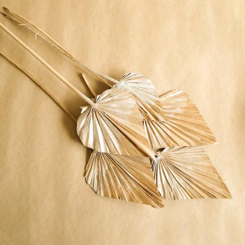 Dried Dual Tone Palm Leaf (Gold) - Set Of Five media 5