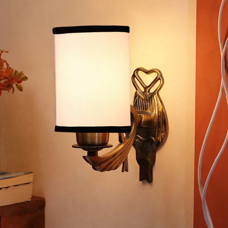 Love Gleam Atva Fabric & Metal Wall Lamp - White media 1