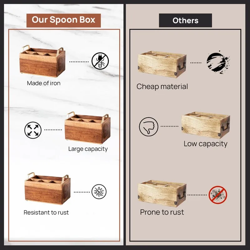 Cedar Cutlery Holder - Brown & Gold media 5