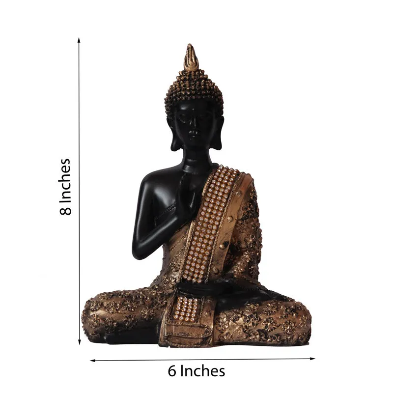 Buddha in Meditation Showpiece - Black & Gold media 4