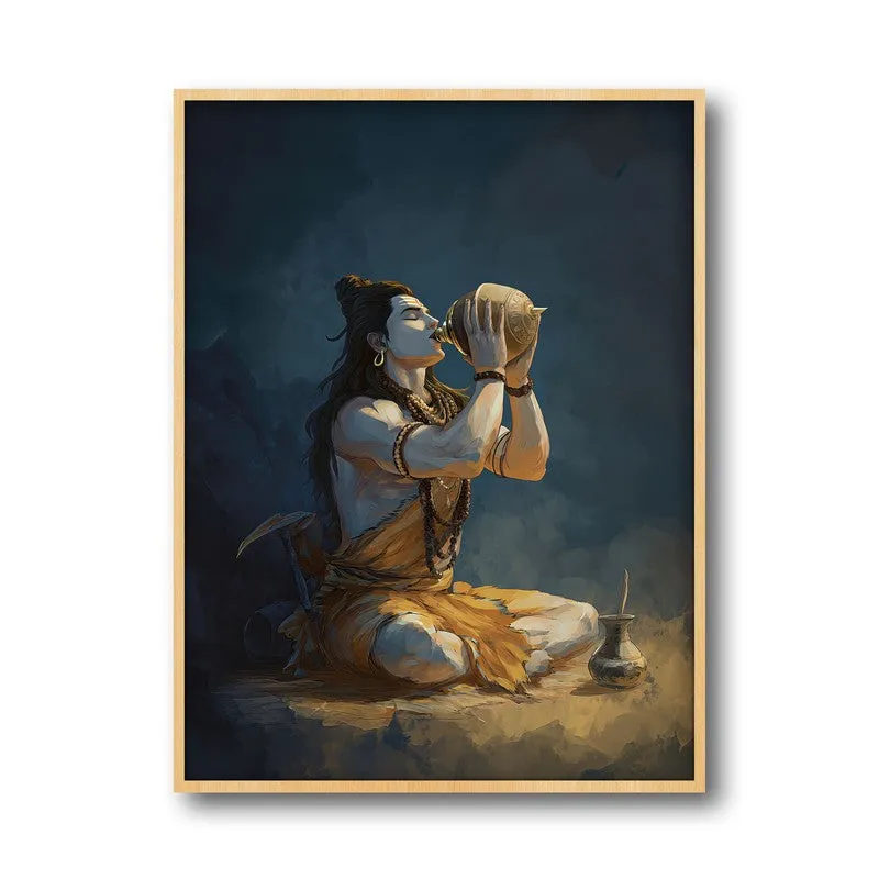 Lord Shiva with Kamandalu Divine II Archival Paper Wall Art - Natural Brown Frame media 5
