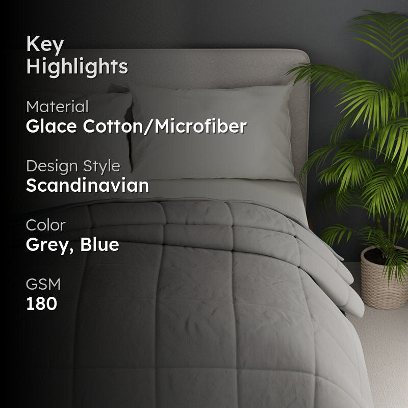 Herbert Reversible Solid Comforter (Grey) - 120 GSM media 2