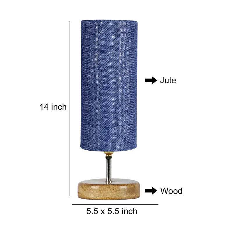 Hisha Wooden Table Lamp With Jute Shade - Blue,Brown media 5