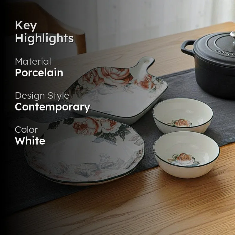 Maduva Chic Floral Porcelain Serving Set - Four Piece Set - 2