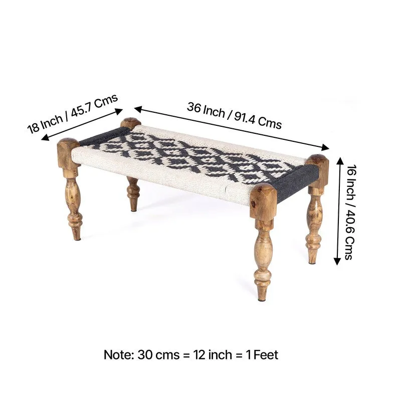 Forvo Sheesham Wooden Bench with Stools (Black,White) - Three Piece Set media 9