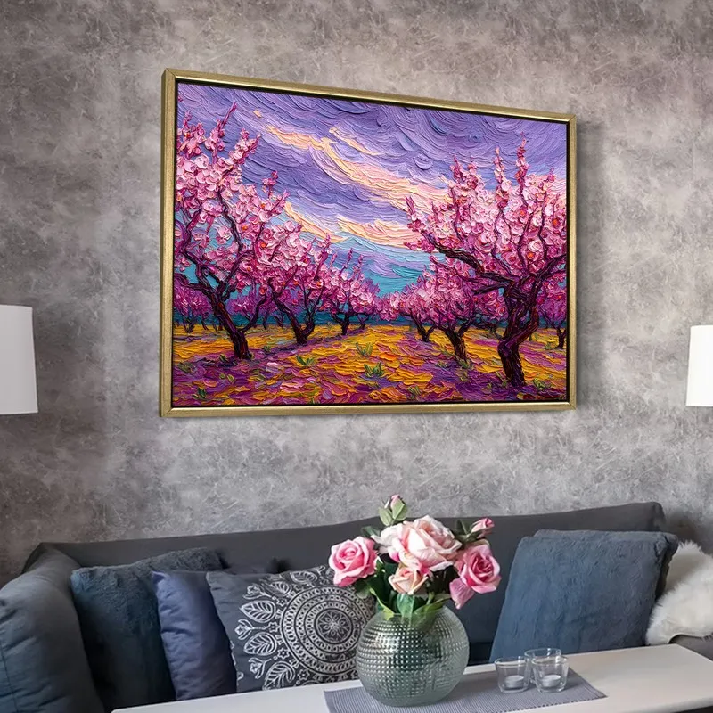 Blush Meadow Canvas Wall Painting With Frame media 6