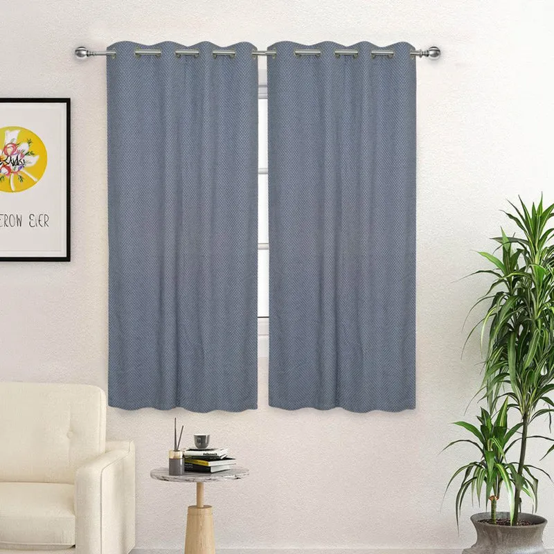 Form Ease Cotton Room Darkening Curtains (Navy Blue) - Set Of Two media 3