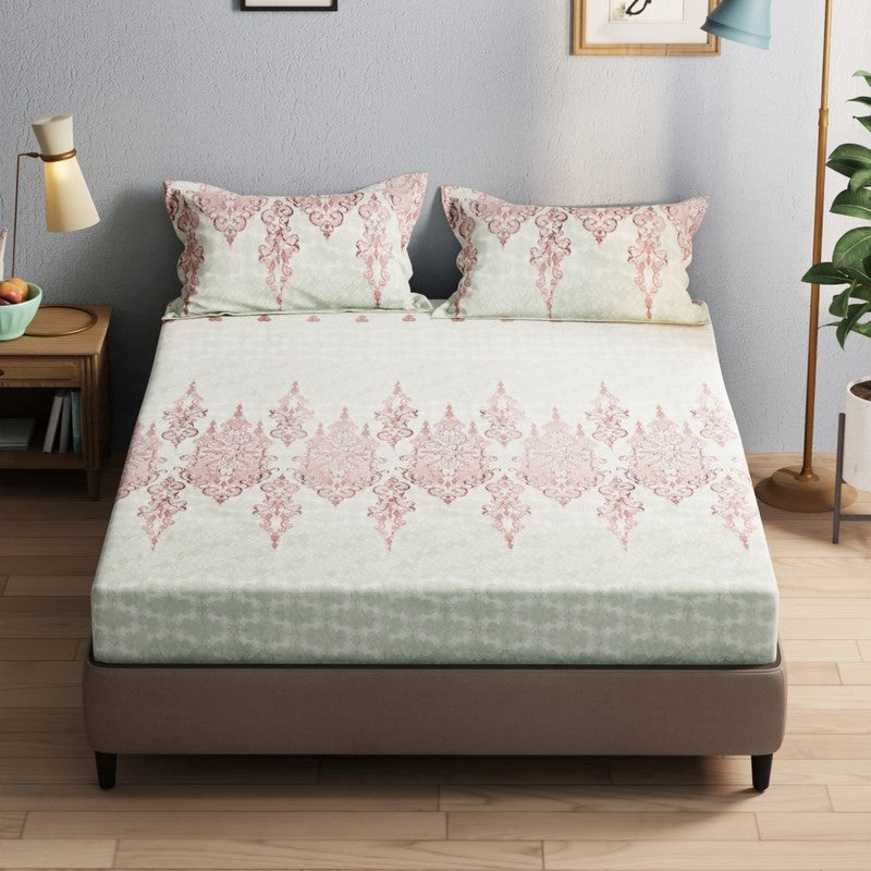 Deyricon Bedsheet (Pink,Green) - 115 GSM media 3