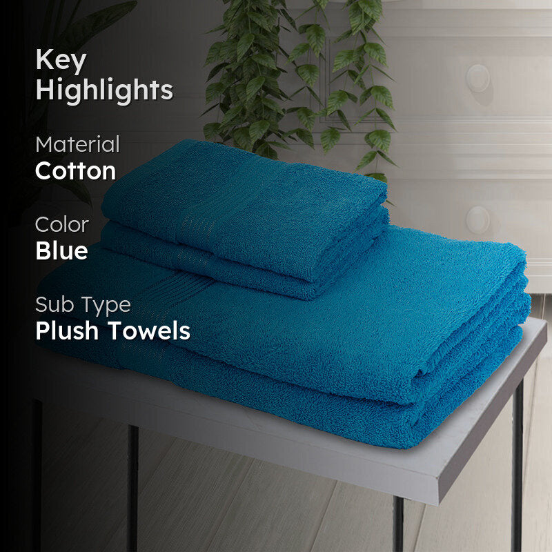 Eva Quick Dry Towel Combo (Blue) - Four Piece Set media 2