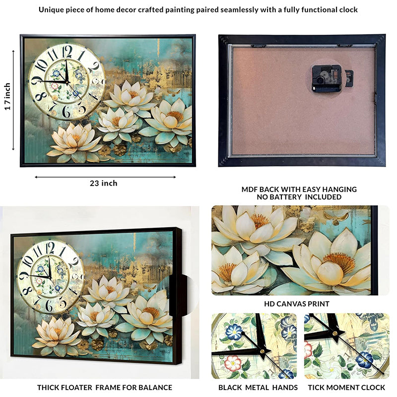 Time Of Flowers Wall Art With Clock media 5