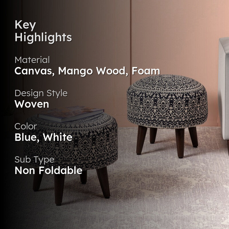 Chenova Cotton Ottoman (Blue) - Set Of Two media 2