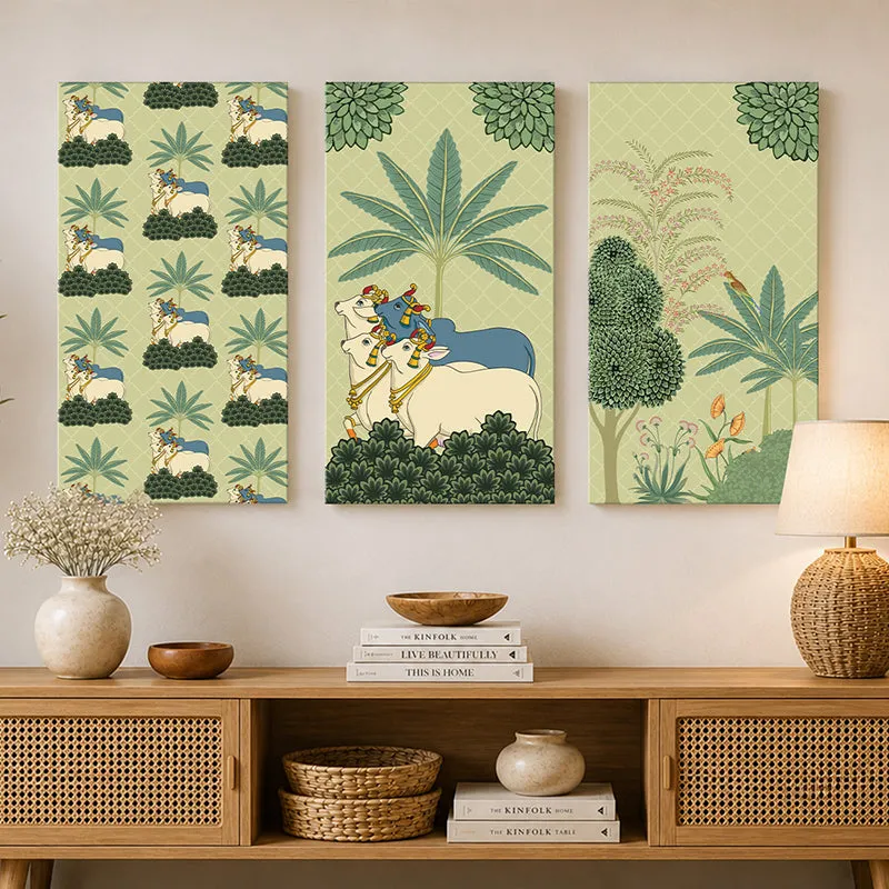 Emerald Pichwai Wall Art - Set Of Three media 4