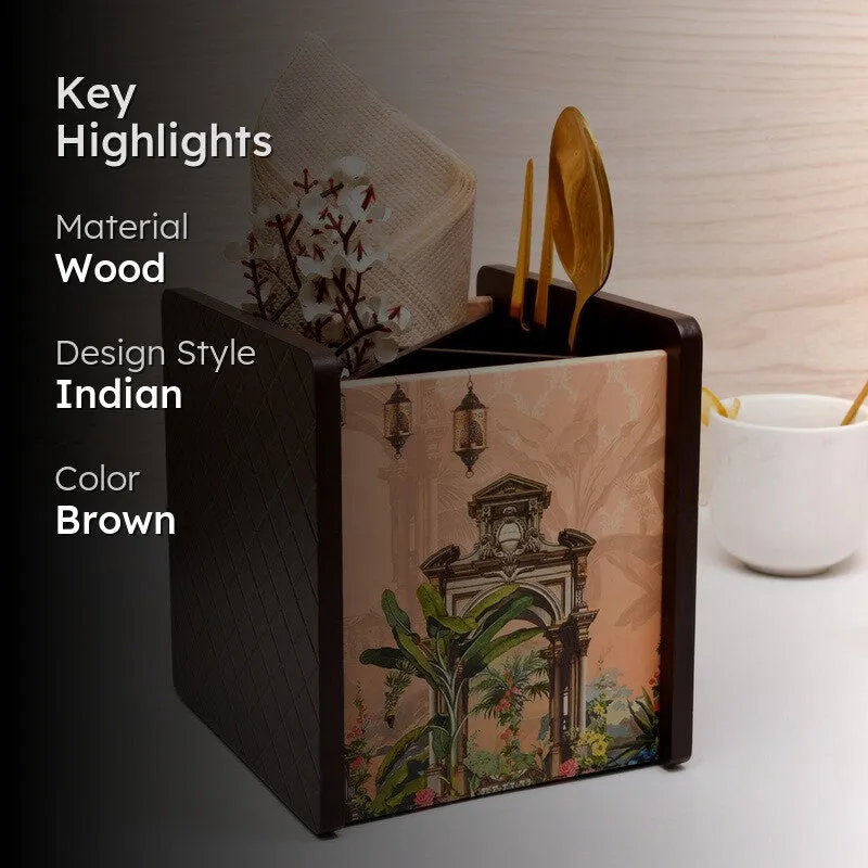 Elegant Black Wooden Cutlery Stand media 2